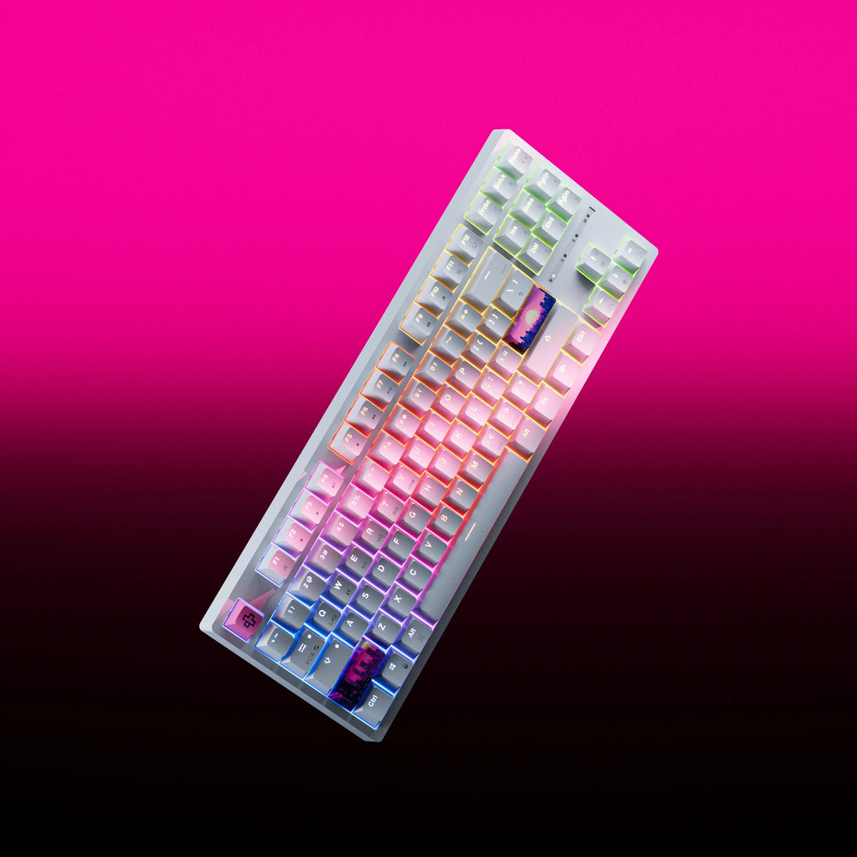 QwertyKey H87 White – vezeték nélküli mechanikus gamer billentyűzet, hot-swap, Full RGB