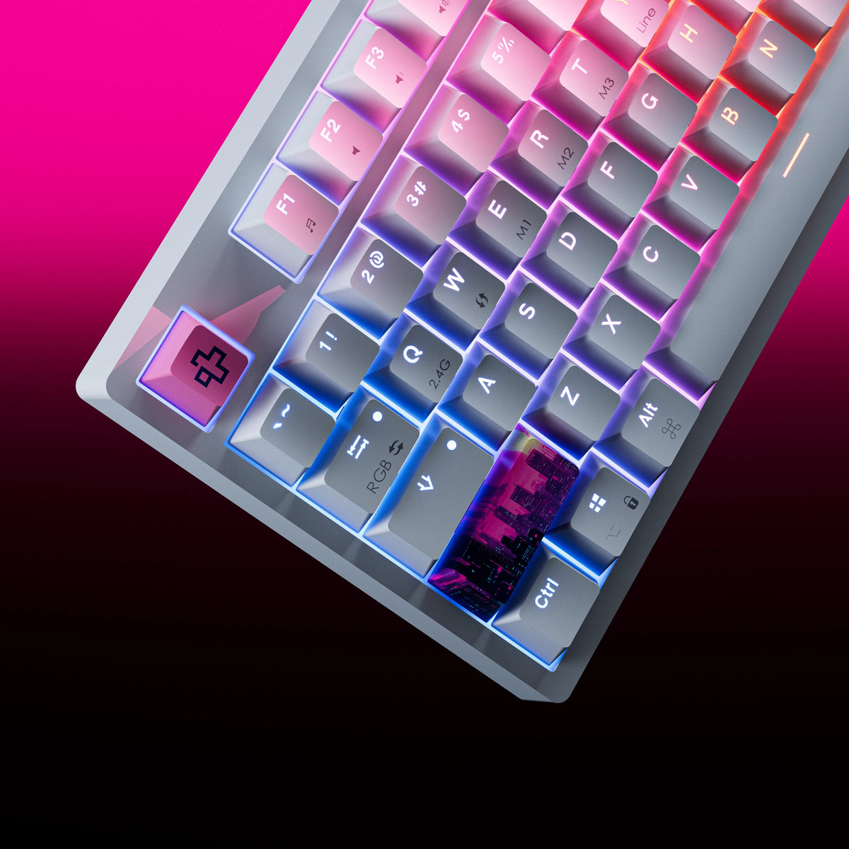 QwertyKey H87 White – vezeték nélküli mechanikus gamer billentyűzet, hot-swap, Full RGB