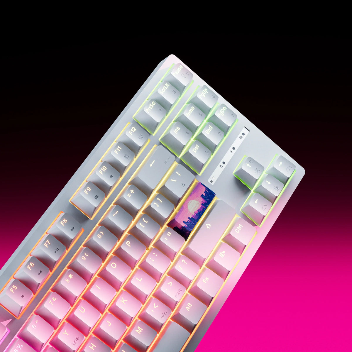 QwertyKey H87 White – vezeték nélküli mechanikus gamer billentyűzet, hot-swap, Full RGB