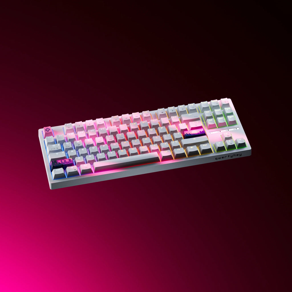 QwertyKey H87 White – vezeték nélküli mechanikus gamer billentyűzet, hot-swap, Full RGB