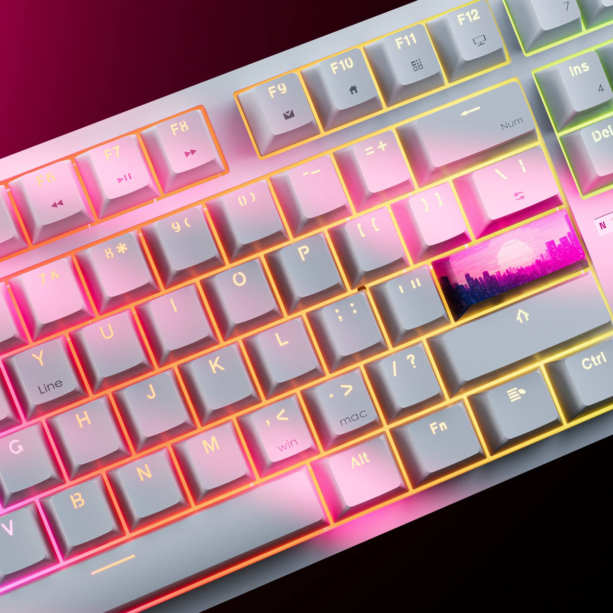 QwertyKey H87 White – vezeték nélküli mechanikus gamer billentyűzet, hot-swap, Full RGB