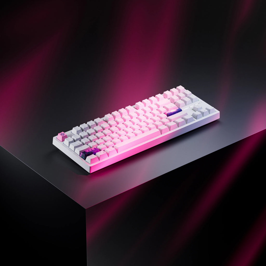 QwertyKey H87 White – vezeték nélküli mechanikus gamer billentyűzet, hot-swap, Full RGB