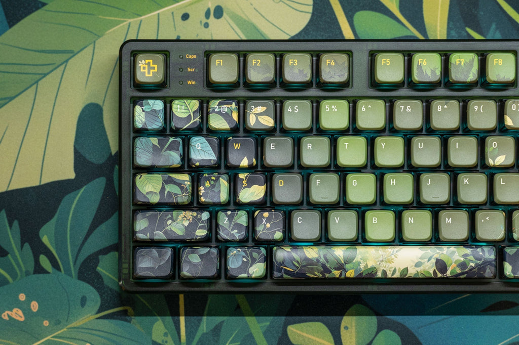 QwertyKey80 Leaf – vezeték nélküli mechanikus gamer billentyűzet kijelzővel, hot-swap, Full RGB, QMK/VIA, gasket mount