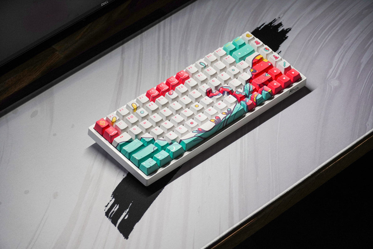 QwertyKey Octopus White OEM profilú PBT keycap szett
