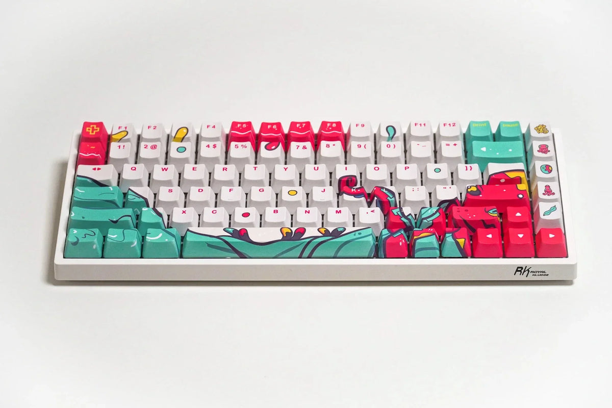 QwertyKey Octopus White OEM profilú PBT keycap szett