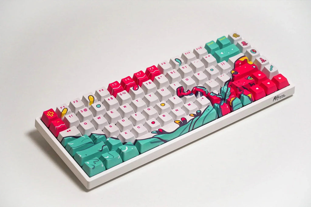 QwertyKey Octopus White OEM profilú PBT keycap szett