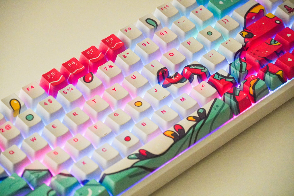 QwertyKey Octopus White OEM profilú PBT keycap szett