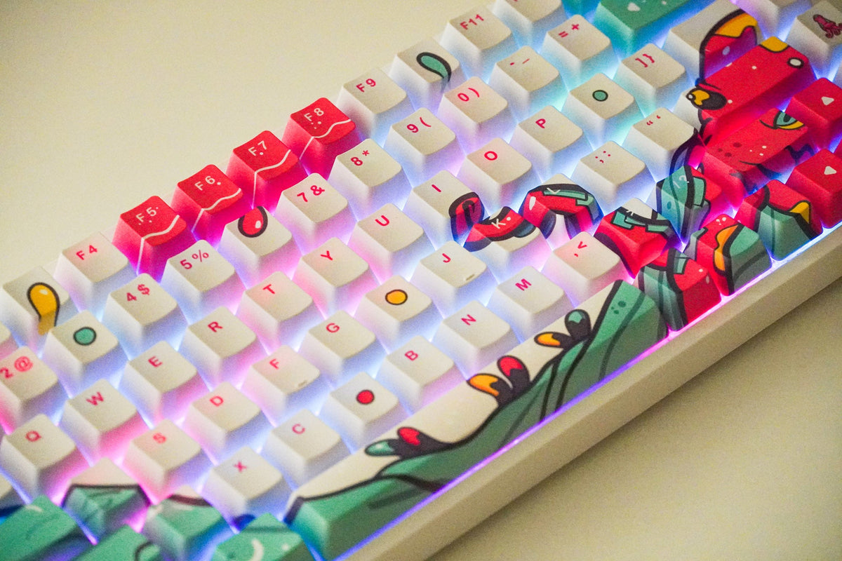 QwertyKey Octopus White OEM profilú PBT keycap szett
