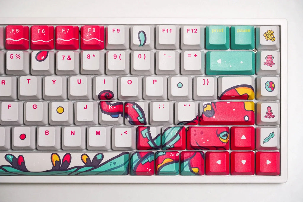 QwertyKey Octopus White OEM profilú PBT keycap szett