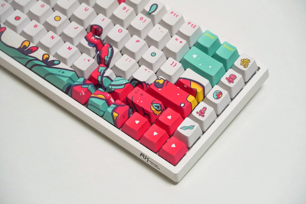 QwertyKey Octopus White OEM profilú PBT keycap szett