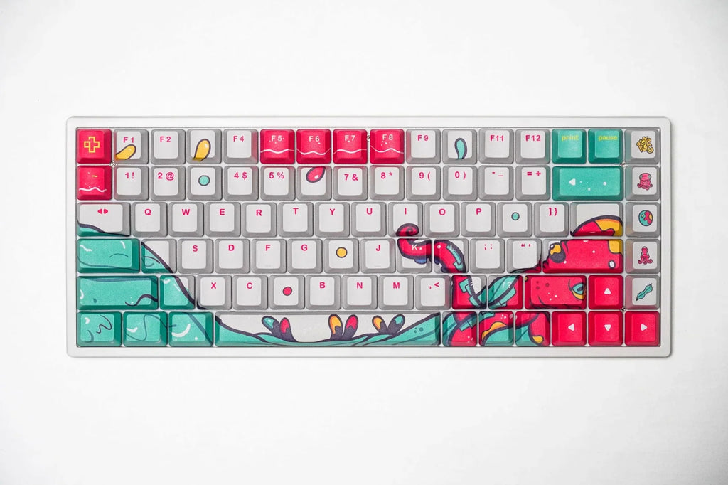 QwertyKey Octopus White OEM profilú PBT keycap szett