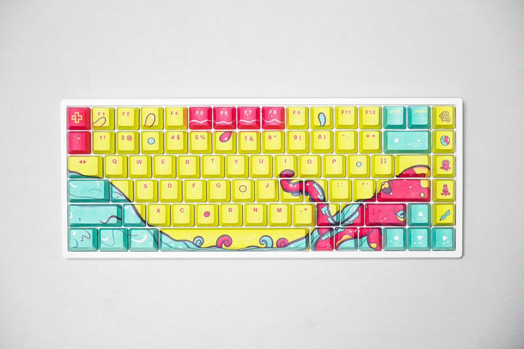 QwertyKey Octopus Yellow OEM profilú PBT keycap szett