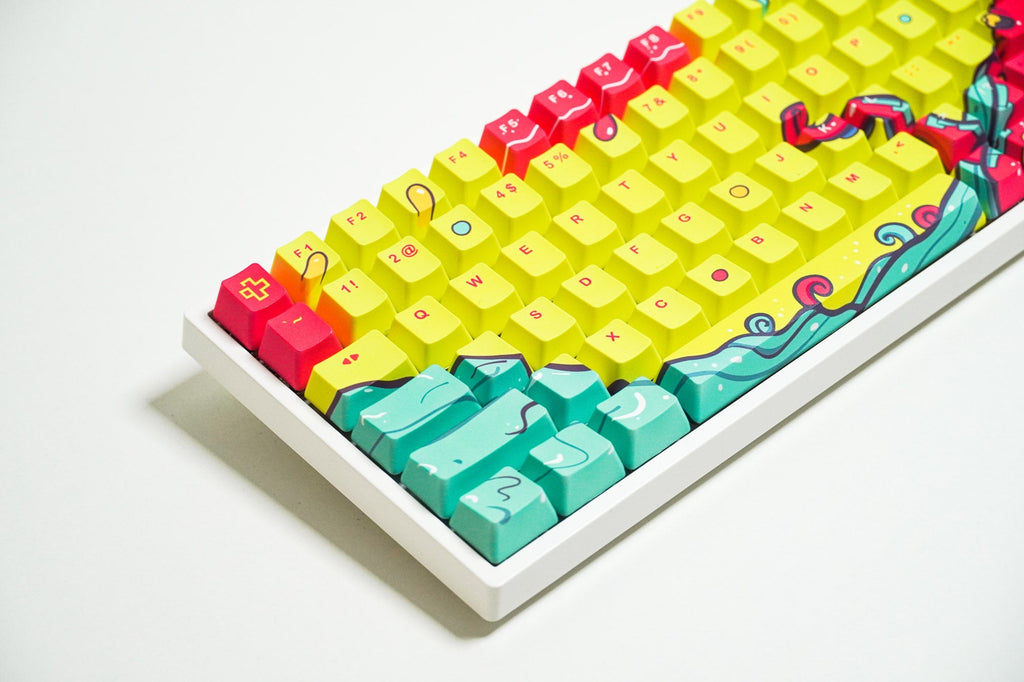 QwertyKey Octopus Yellow OEM profilú PBT keycap szett