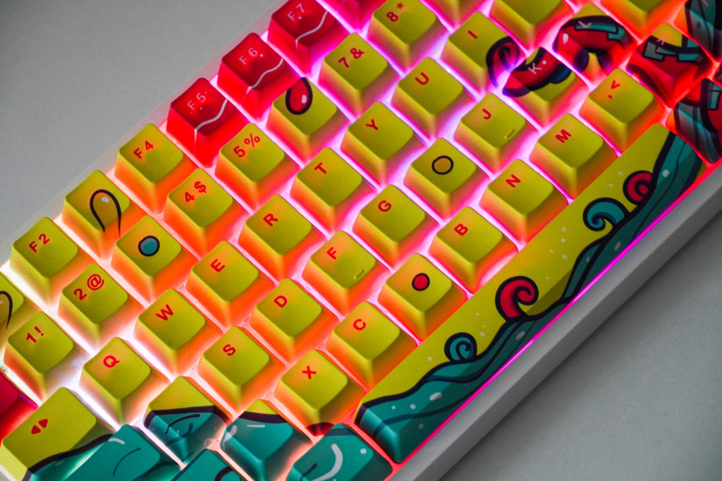 QwertyKey Octopus Yellow OEM profilú PBT keycap szett
