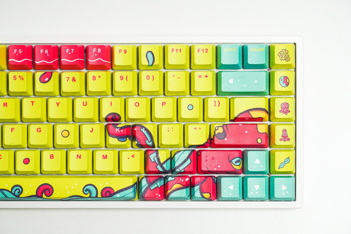 QwertyKey Octopus Yellow OEM profilú PBT keycap szett