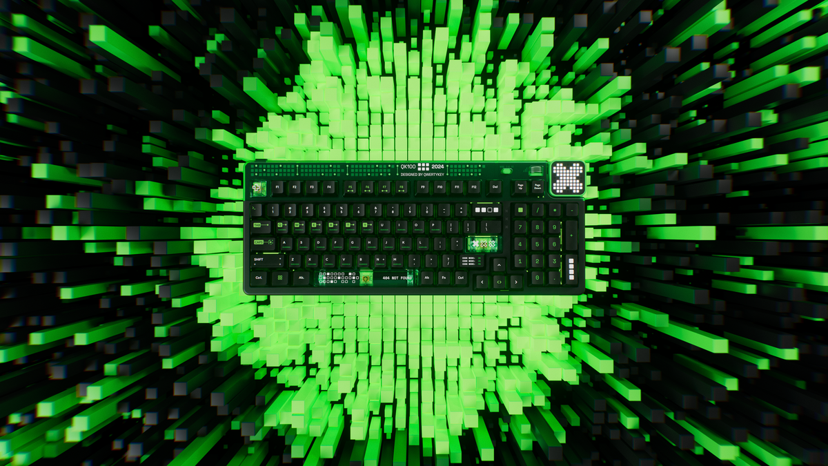 QwertyKey100 Matrix – vezeték nélküli mechanikus gamer billentyűzet pixelkijelzővel, hot-swap, Full RGB, gasket mount