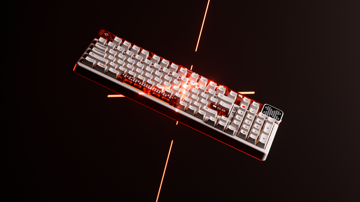 QwertyKey100 Apex – vezeték nélküli mechanikus gamer billentyűzet pixelkijelzővel, hot-swap, Full RGB, gasket mount