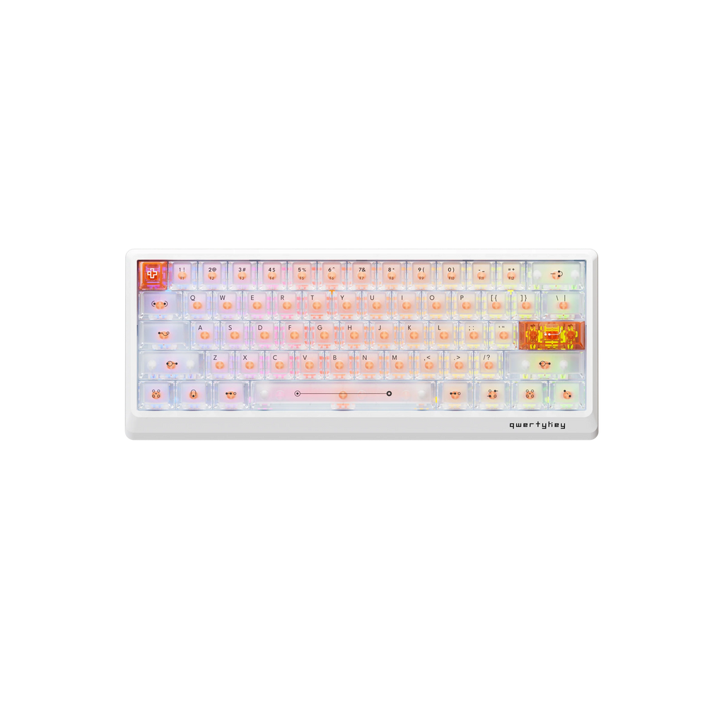 QwertyKey QK61 HE Phantom White – mágneses Hall Effect gamer billentyűzet, Rapid Trigger, Snap Tap, Full RGB