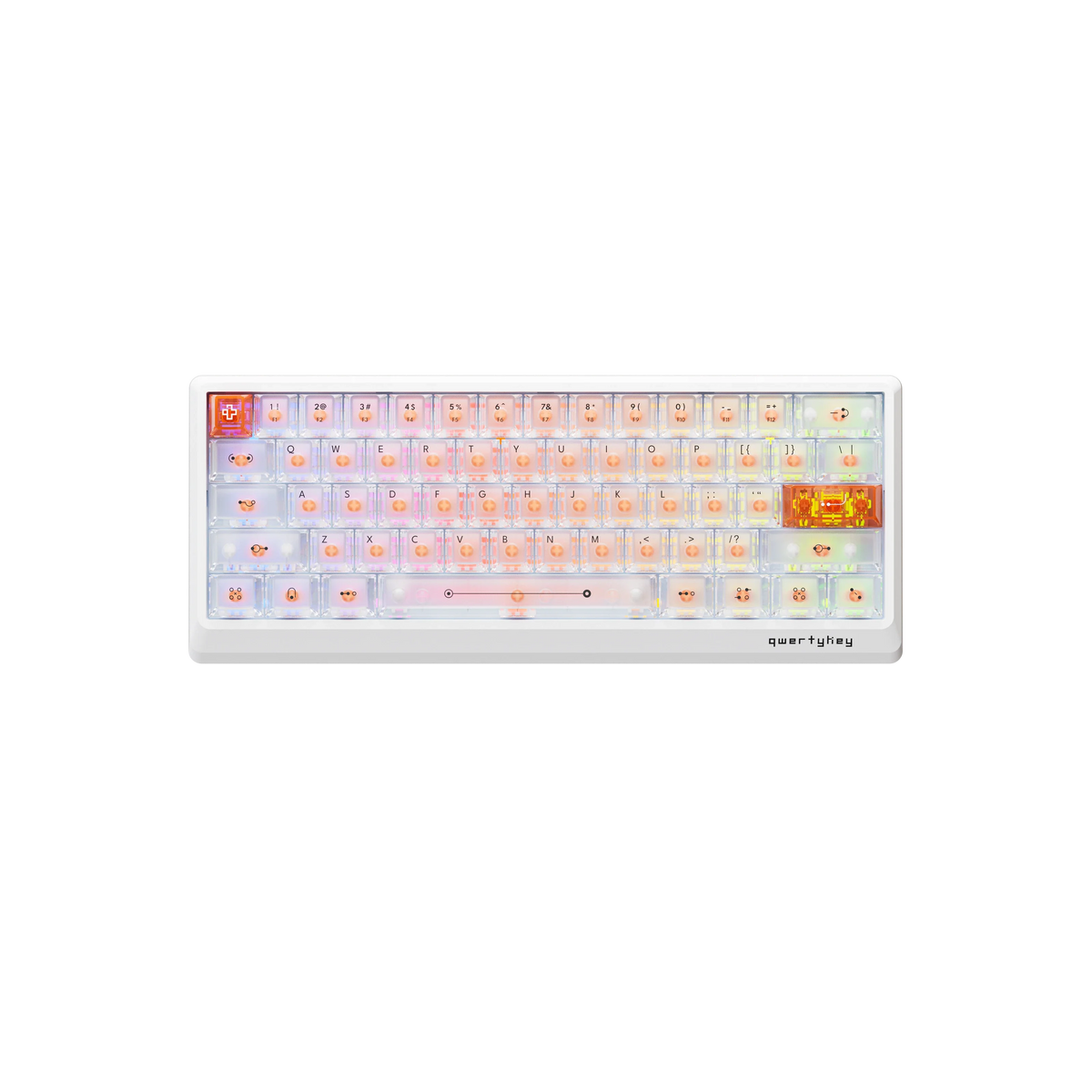 QwertyKey QK61 HE Phantom White – mágneses Hall Effect gamer billentyűzet, Rapid Trigger, Snap Tap, Full RGB
