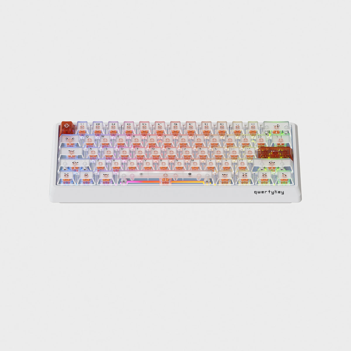 QwertyKey QK61 HE Phantom White – mágneses Hall Effect gamer billentyűzet, Rapid Trigger, Snap Tap, Full RGB