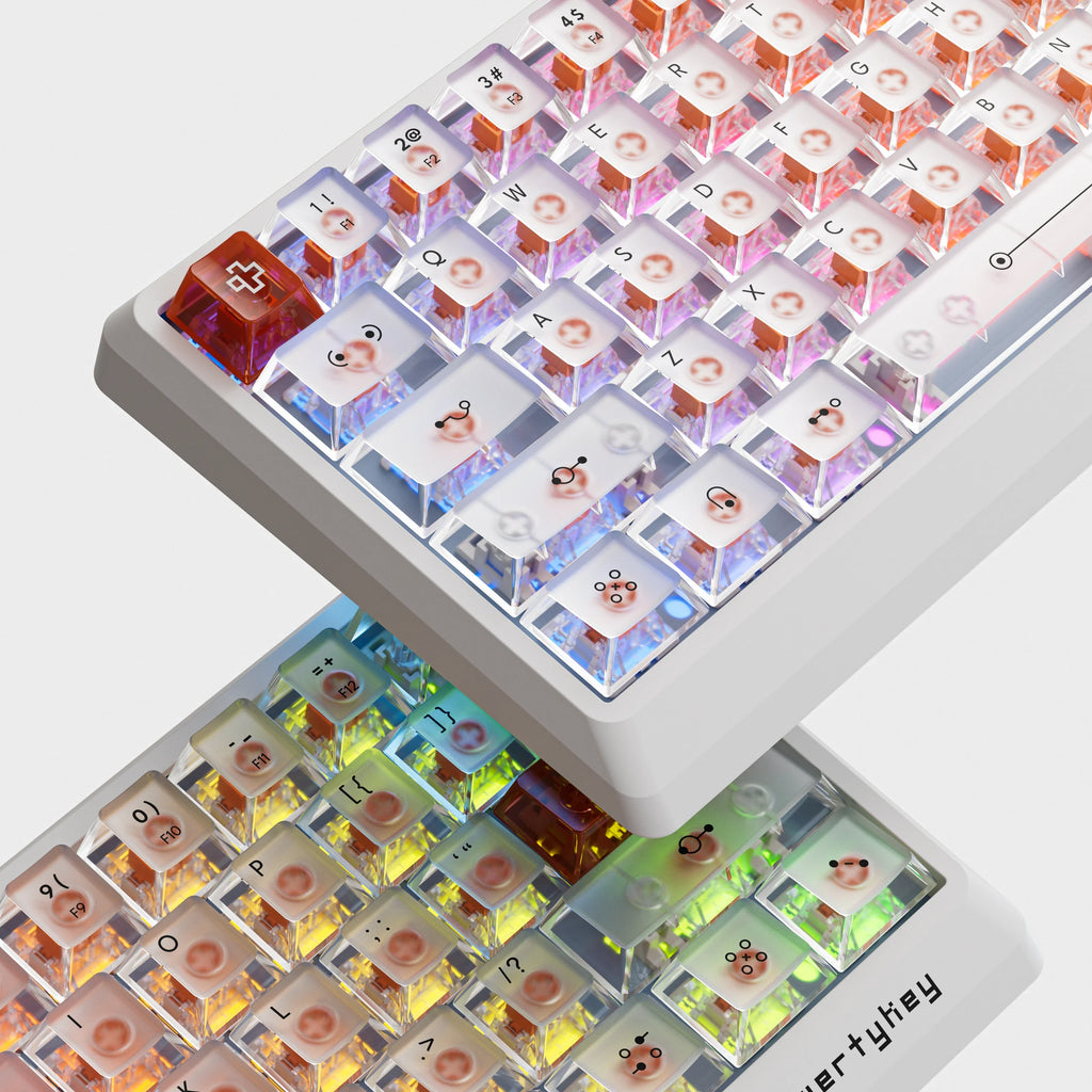 QwertyKey QK61 HE Phantom White – mágneses Hall Effect gamer billentyűzet, Rapid Trigger, Snap Tap, Full RGB