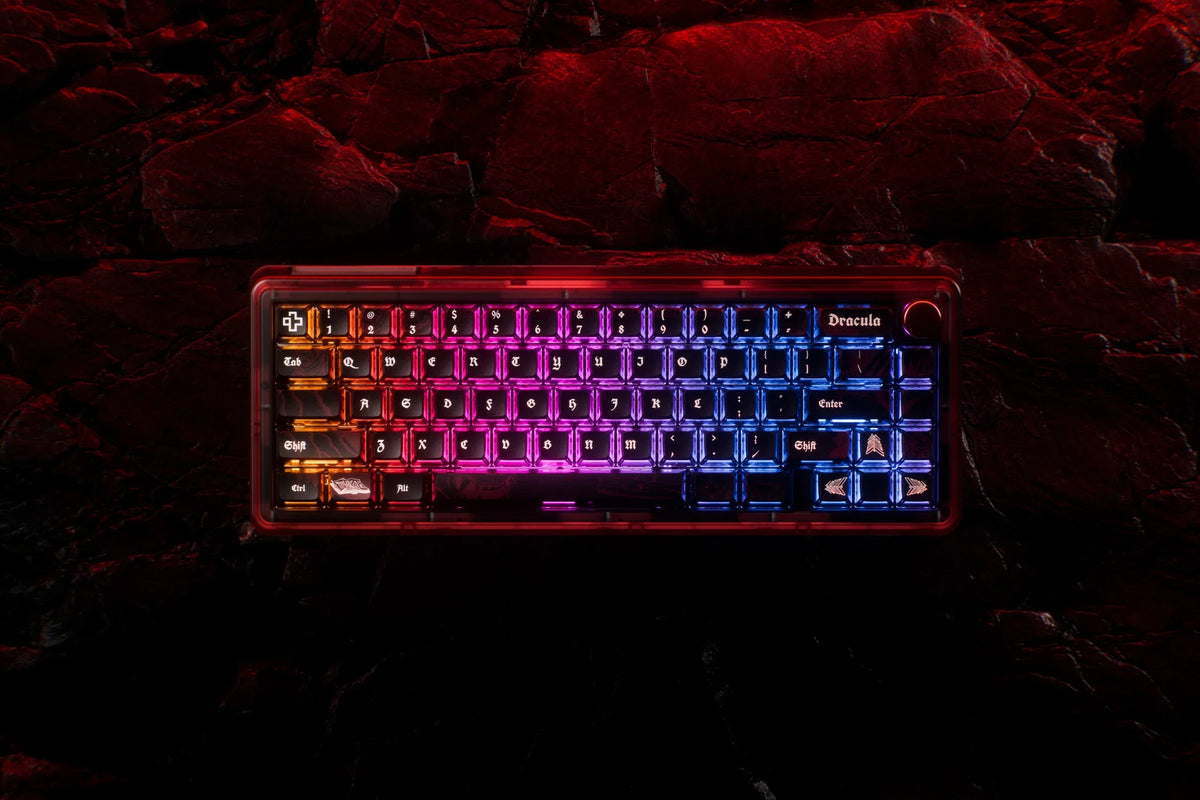QwertyKey65 Pro Dracula – vezeték nélküli mechanikus gamer billentyűzet, hot-swap, Full RGB, VIA