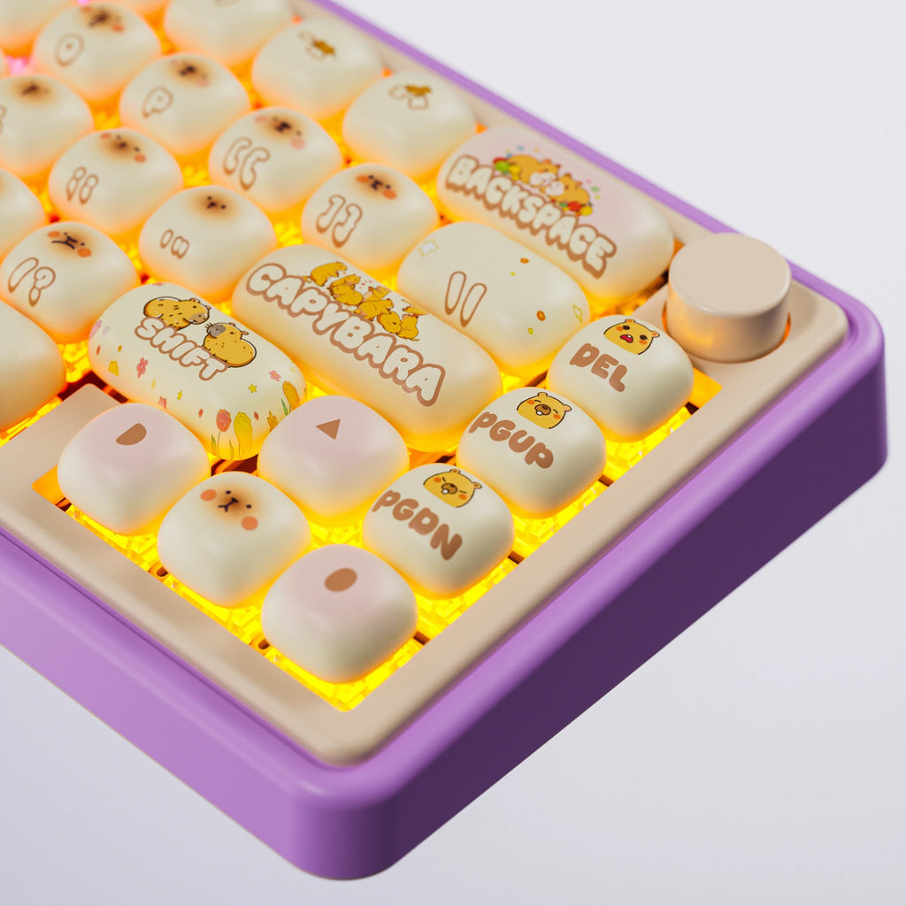 QwertyKey65 Pro Capybara Limited Edition – vezeték nélküli mechanikus gamer billentyűzet, hot-swap, Full RGB, VIA