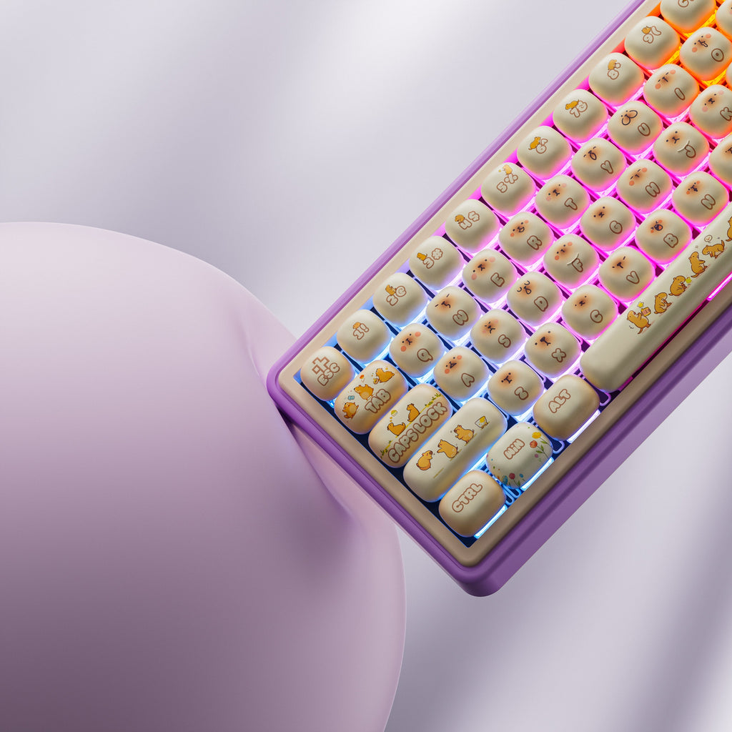 QwertyKey65 Pro Capybara Limited Edition – vezeték nélküli mechanikus gamer billentyűzet, hot-swap, Full RGB, VIA