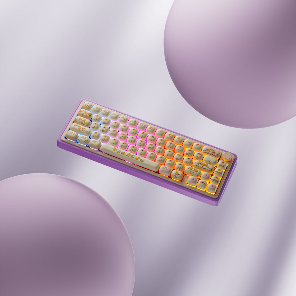 QwertyKey65 Pro Capybara Limited Edition – vezeték nélküli mechanikus gamer billentyűzet, hot-swap, Full RGB, VIA