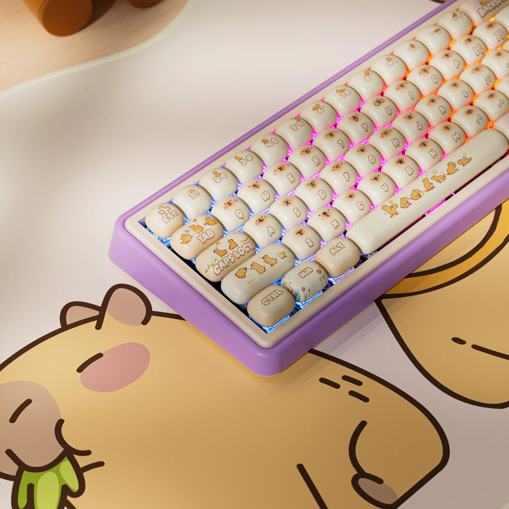 QwertyKey65 Pro Capybara Limited Edition – vezeték nélküli mechanikus gamer billentyűzet, hot-swap, Full RGB, VIA