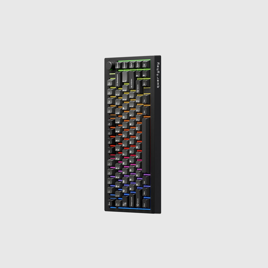 QwertyKey75 Pro V2 Black – vezeték nélküli mechanikus gamer billentyűzet, hot-swap, Full RGB, webes szoftver, gasket mount