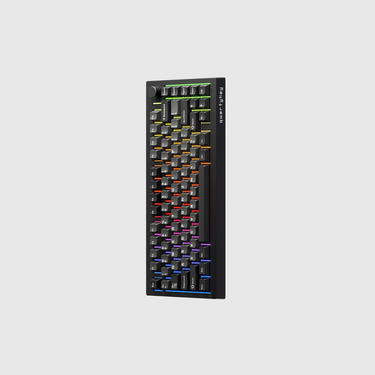 QwertyKey75 Pro V2 Black – vezeték nélküli mechanikus gamer billentyűzet, hot-swap, Full RGB, webes szoftver, gasket mount