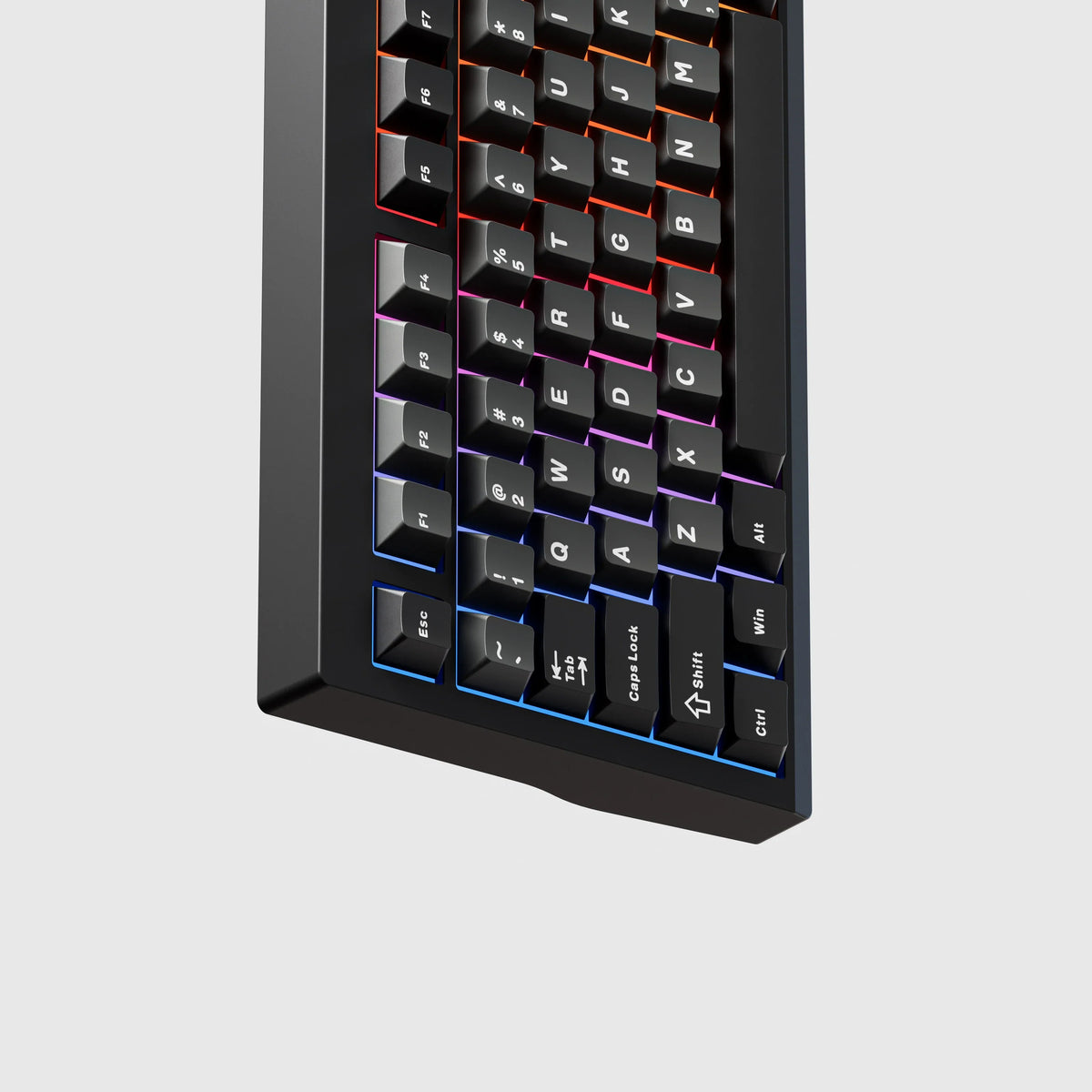 QwertyKey75 Pro V2 Black – vezeték nélküli mechanikus gamer billentyűzet, hot-swap, Full RGB, webes szoftver, gasket mount