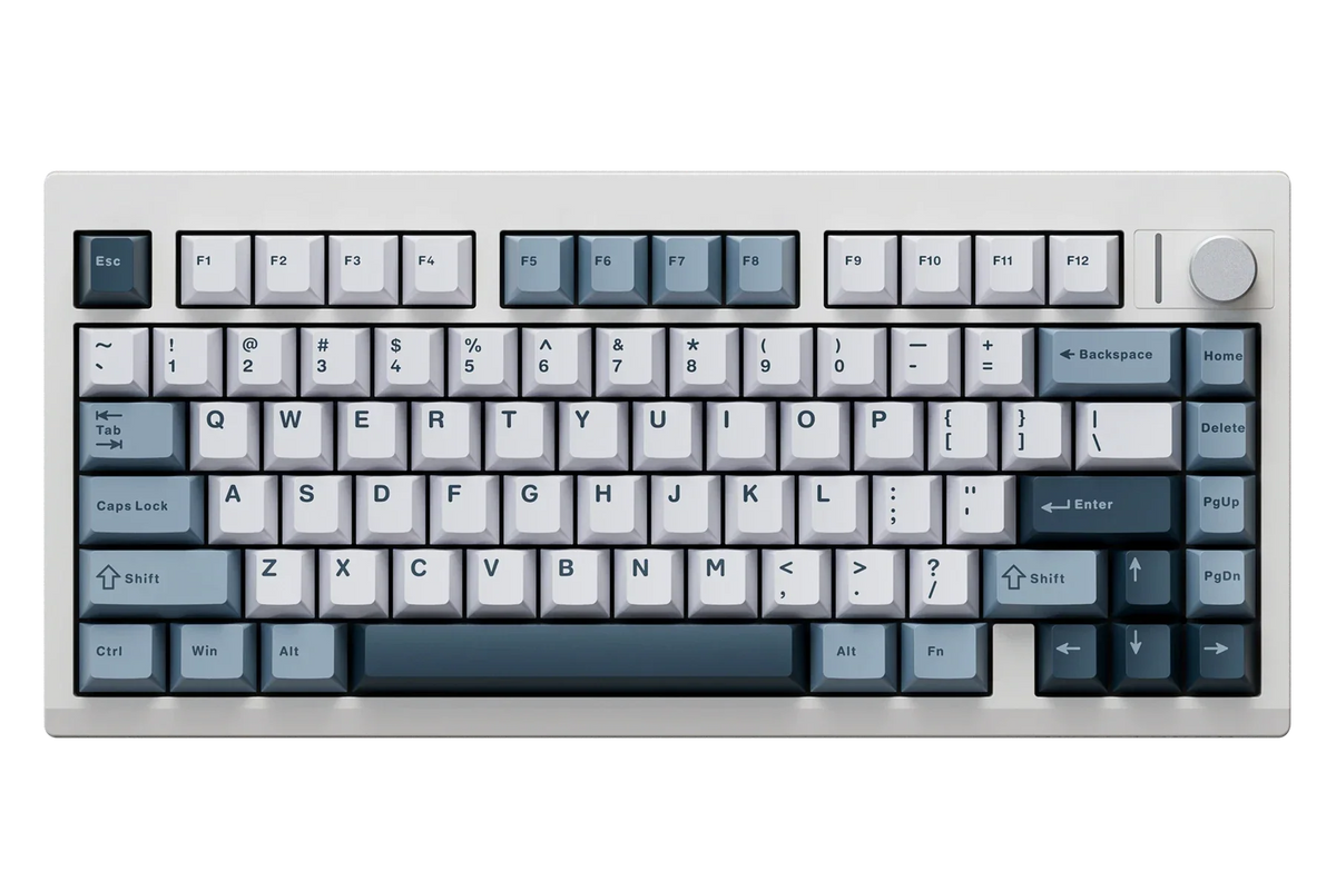 QwertyKey75 Pro V2 White – vezeték nélküli mechanikus gamer billentyűzet, hot-swap, Full RGB, webes szoftver, gasket mount