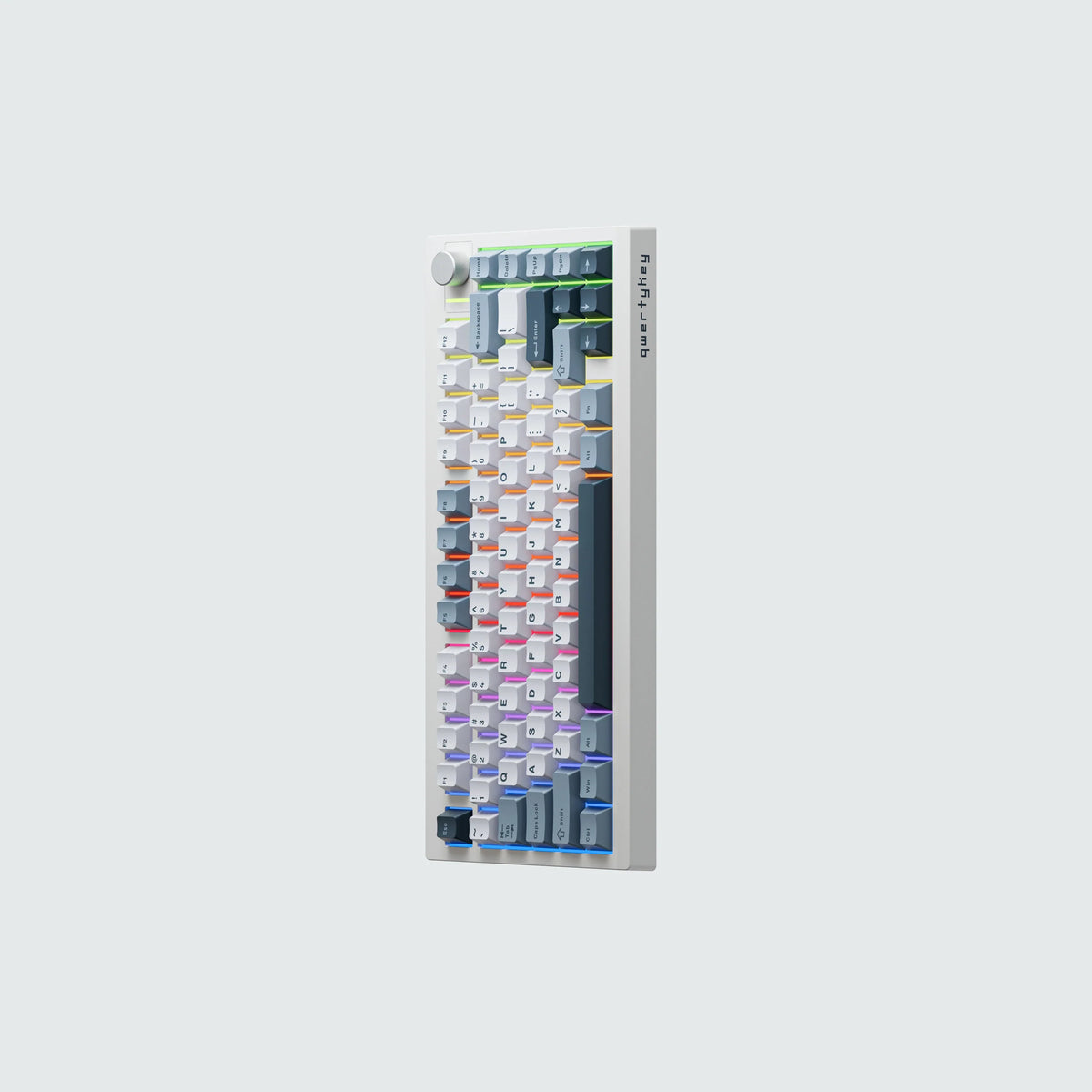 QwertyKey75 Pro V2 White – vezeték nélküli mechanikus gamer billentyűzet, hot-swap, Full RGB, webes szoftver, gasket mount