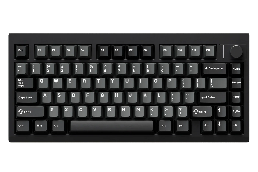 QwertyKey75 Pro V2 Black – vezeték nélküli mechanikus gamer billentyűzet, hot-swap, Full RGB, webes szoftver, gasket mount