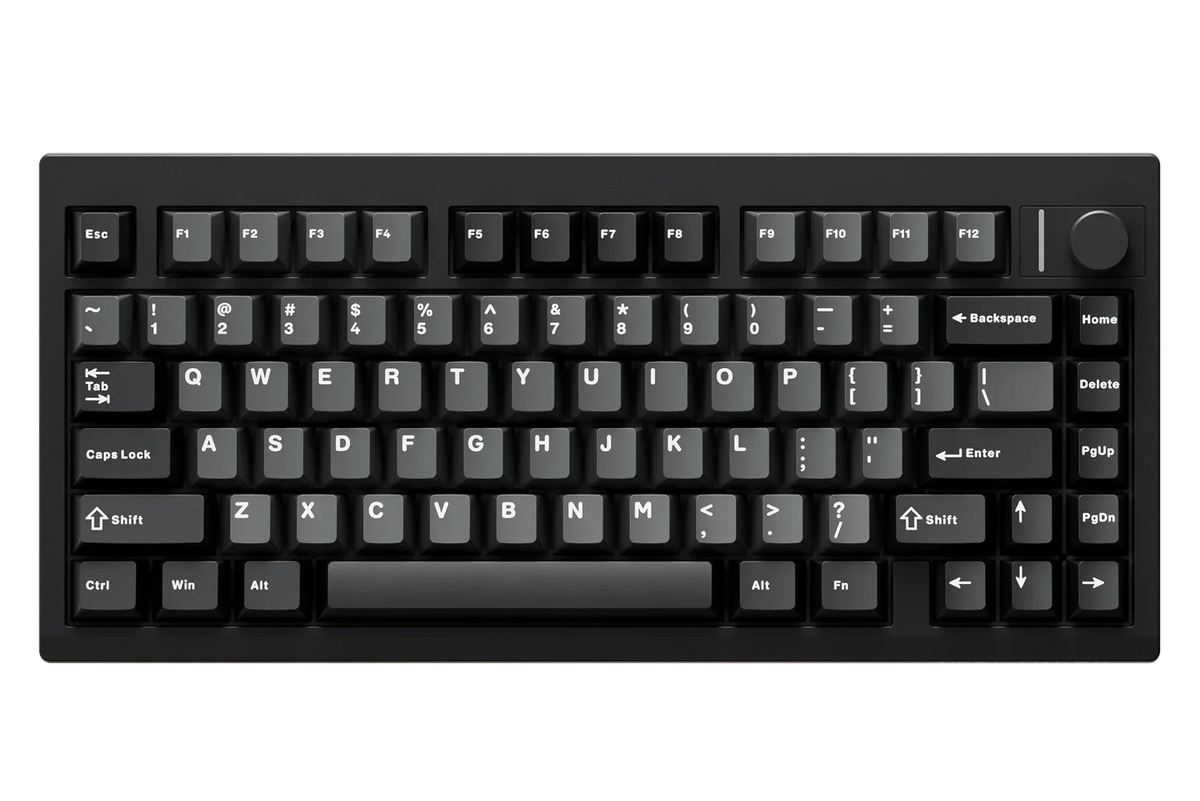 QwertyKey75 Pro V2 Black – vezeték nélküli mechanikus gamer billentyűzet, hot-swap, Full RGB, webes szoftver, gasket mount