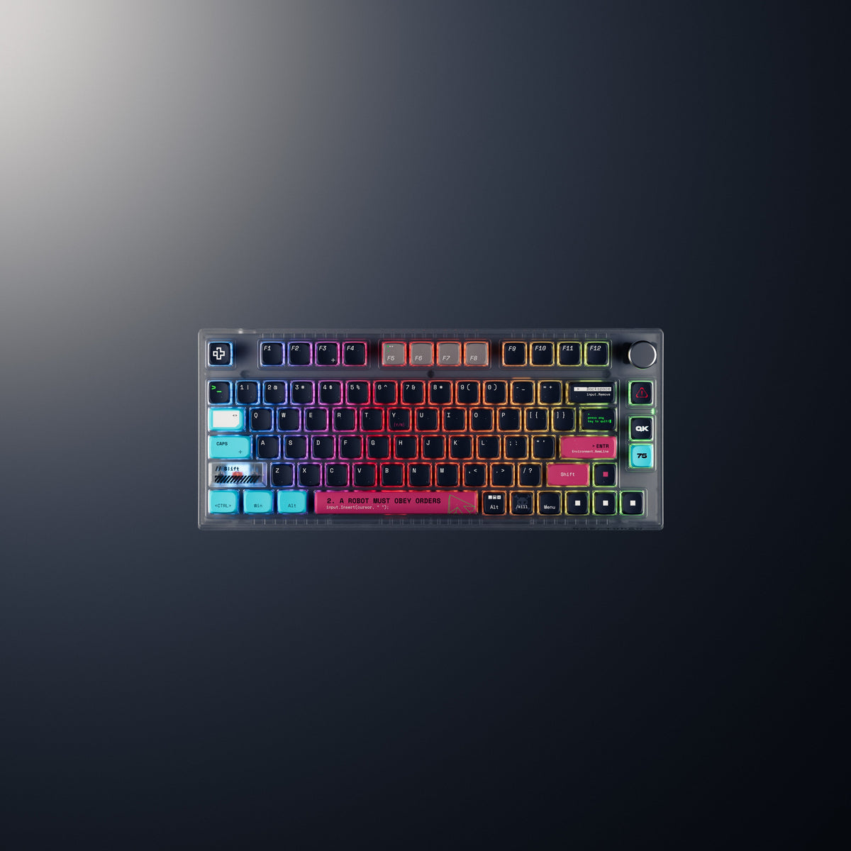 QwertyKey75 Terminal – vezeték nélküli mechanikus gamer billentyűzet, hot-swap, Full RGB, QMK/VIA, gasket mount