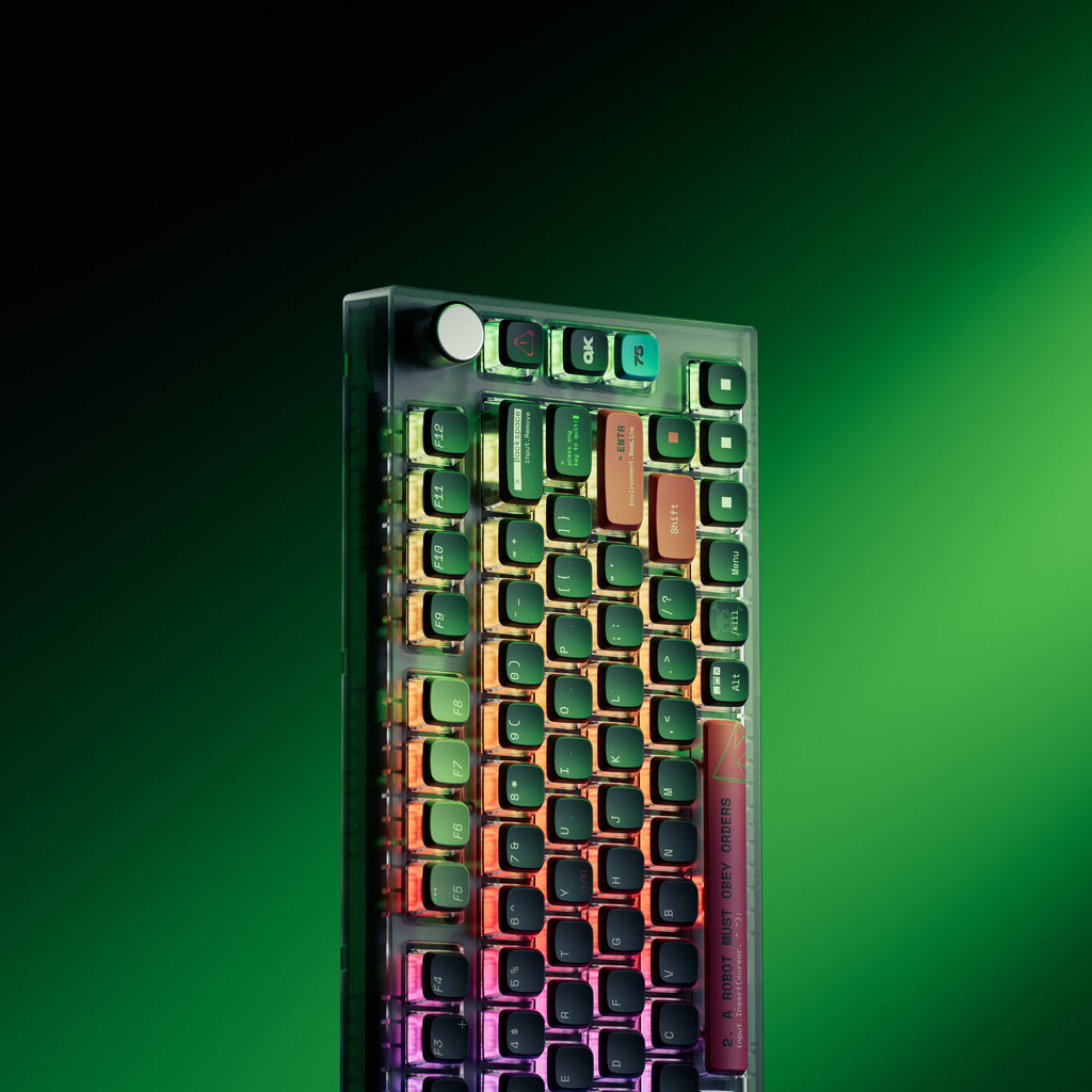 QwertyKey75 Terminal – vezeték nélküli mechanikus gamer billentyűzet, hot-swap, Full RGB, QMK/VIA, gasket mount