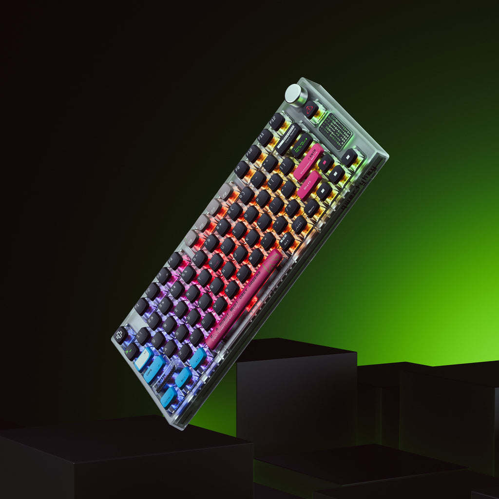 QwertyKey75 Terminal – vezeték nélküli mechanikus gamer billentyűzet, hot-swap, Full RGB, QMK/VIA, gasket mount