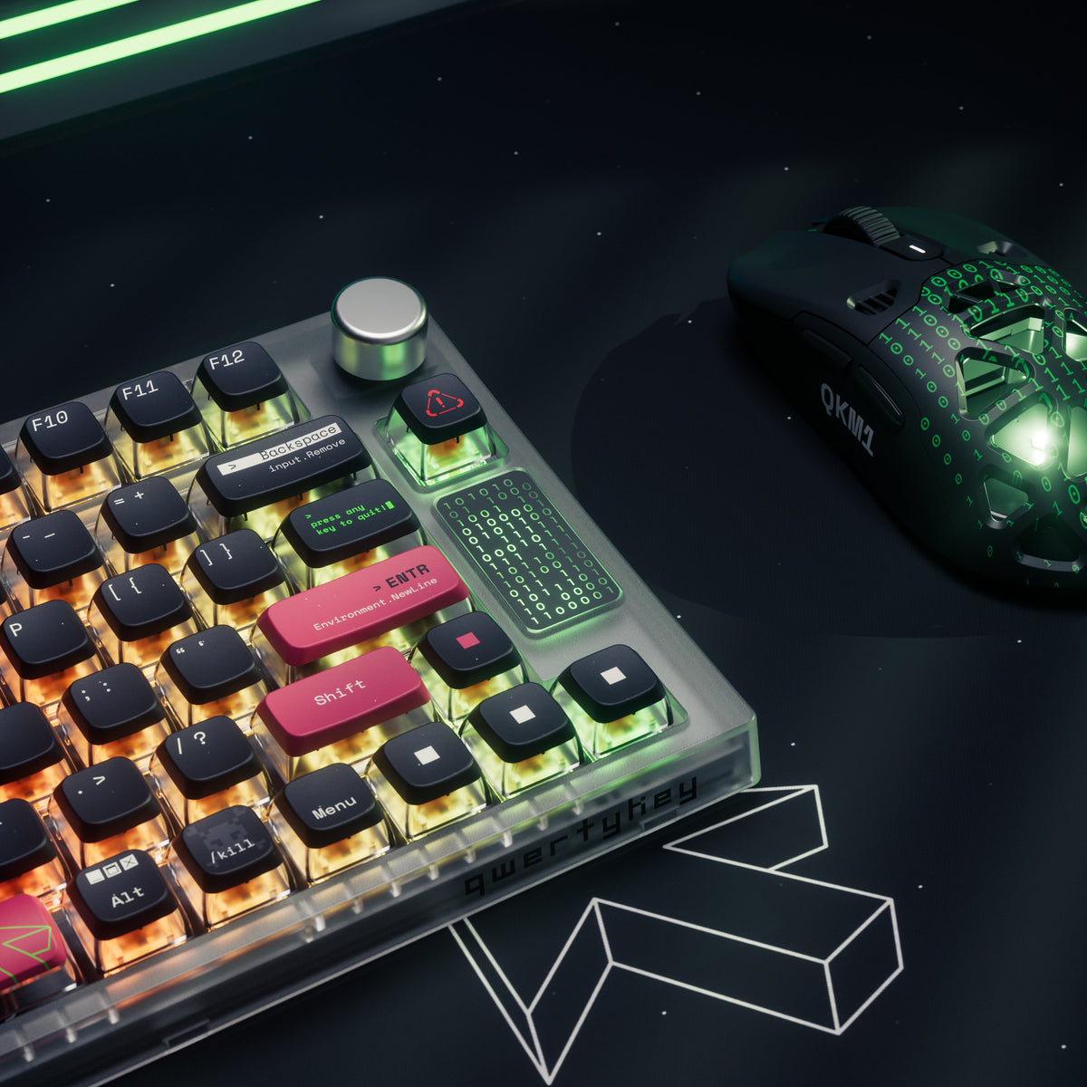 QwertyKey75 Terminal – vezeték nélküli mechanikus gamer billentyűzet, hot-swap, Full RGB, QMK/VIA, gasket mount