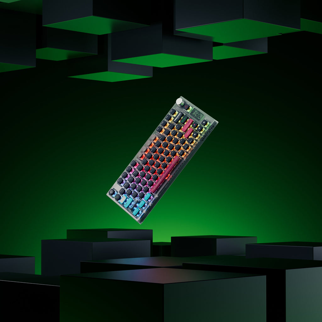 QwertyKey75 Terminal – vezeték nélküli mechanikus gamer billentyűzet, hot-swap, Full RGB, QMK/VIA, gasket mount