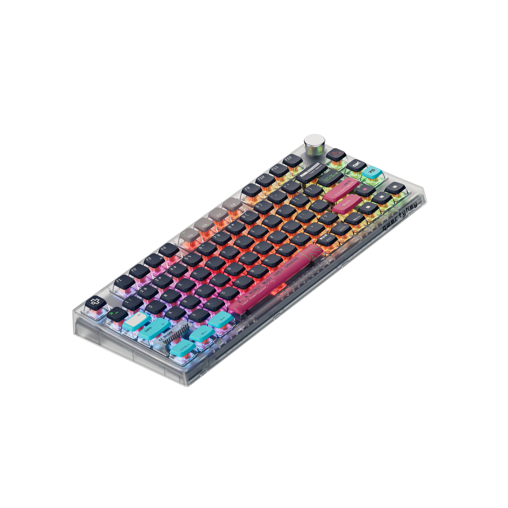 QwertyKey75 Terminal – vezeték nélküli mechanikus gamer billentyűzet, hot-swap, Full RGB, QMK/VIA, gasket mount