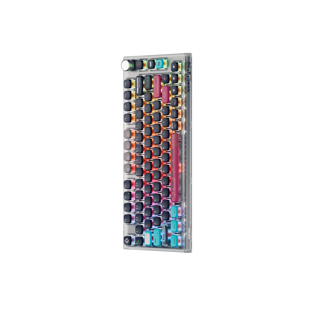 QwertyKey75 Terminal – vezeték nélküli mechanikus gamer billentyűzet, hot-swap, Full RGB, QMK/VIA, gasket mount