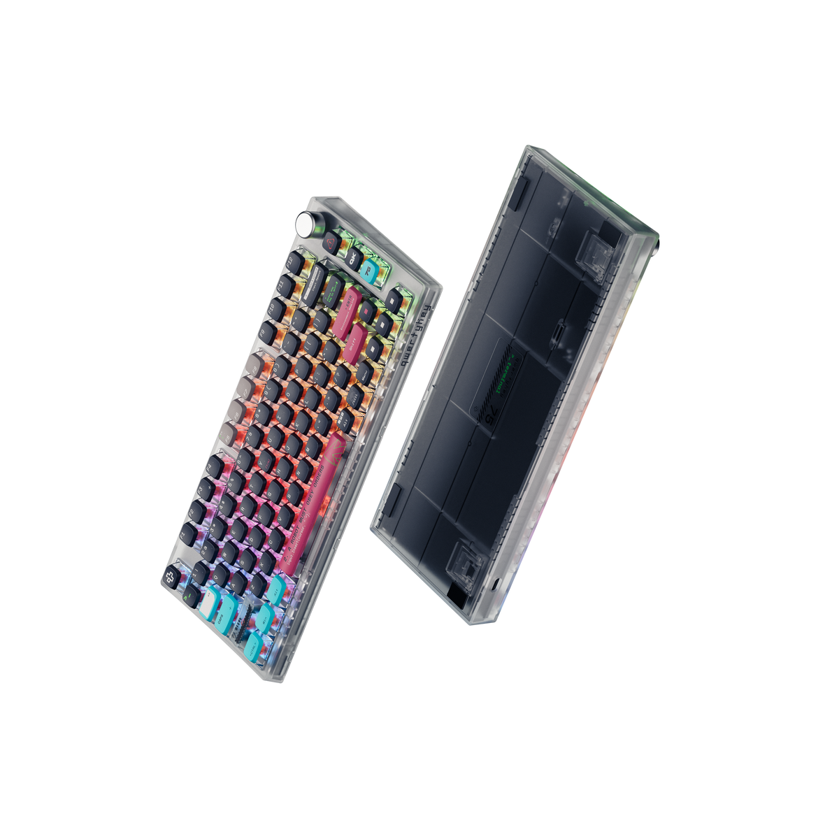 QwertyKey75 Terminal – vezeték nélküli mechanikus gamer billentyűzet, hot-swap, Full RGB, QMK/VIA, gasket mount