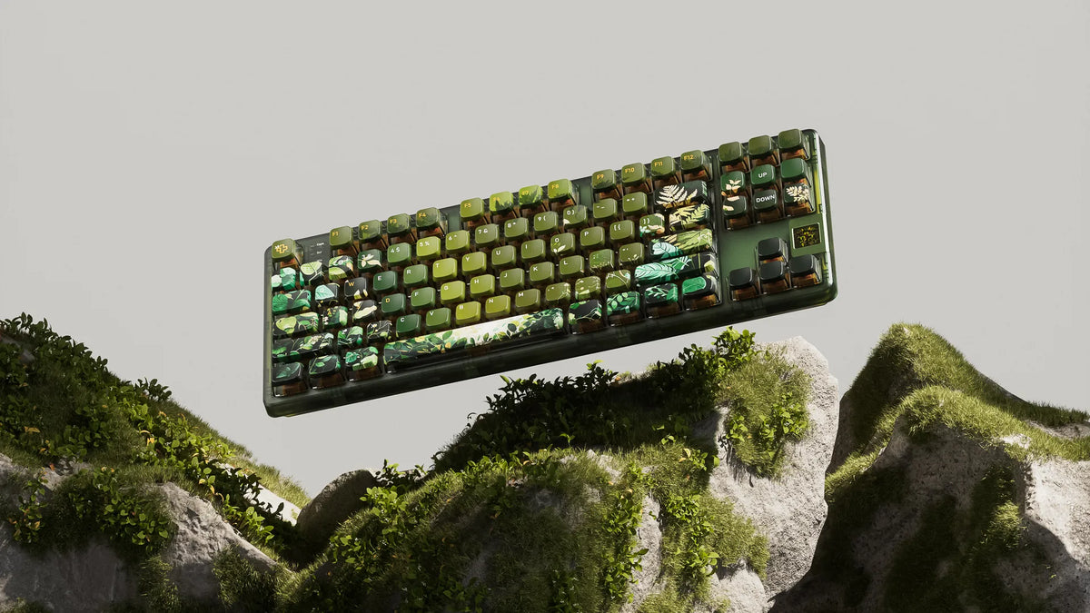 QwertyKey80 Leaf – vezeték nélküli mechanikus gamer billentyűzet kijelzővel, hot-swap, Full RGB, QMK/VIA, gasket mount