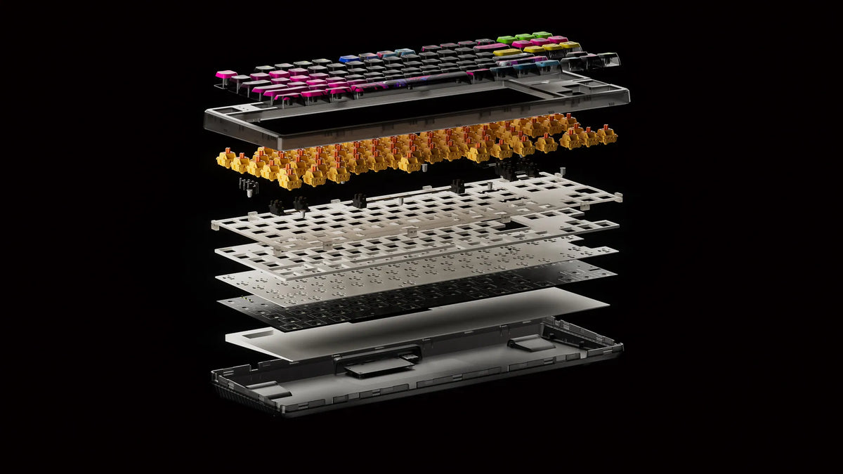QwertyKey80 War – vezeték nélküli mechanikus gamer billentyűzet kijelzővel, hot-swap, Full RGB, QMK/VIA, gasket mount