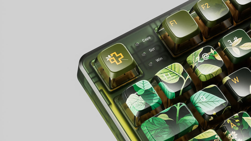 QwertyKey80 Leaf – vezeték nélküli mechanikus gamer billentyűzet kijelzővel, hot-swap, Full RGB, QMK/VIA, gasket mount