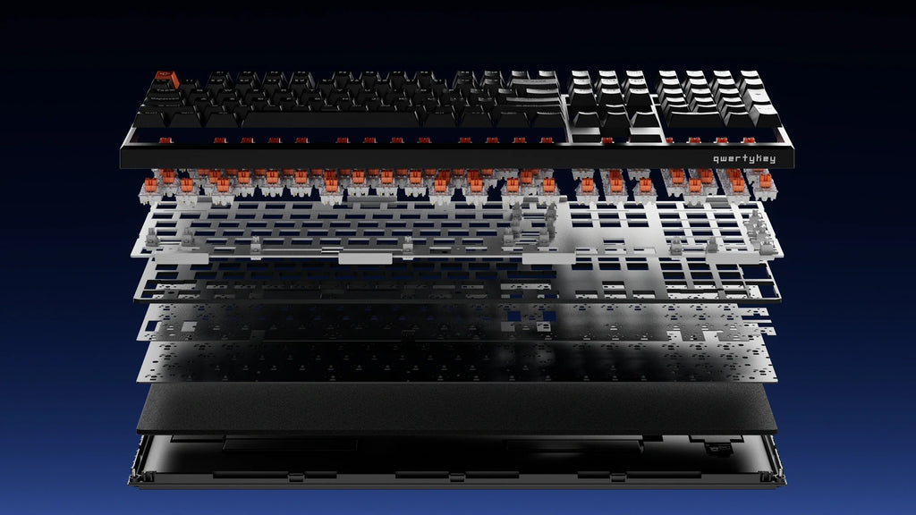 QwertyKey H100 Pro V2 fekete – vezeték nélküli mechanikus gamer billentyűzet, hot-swap, gasket, Full RGB