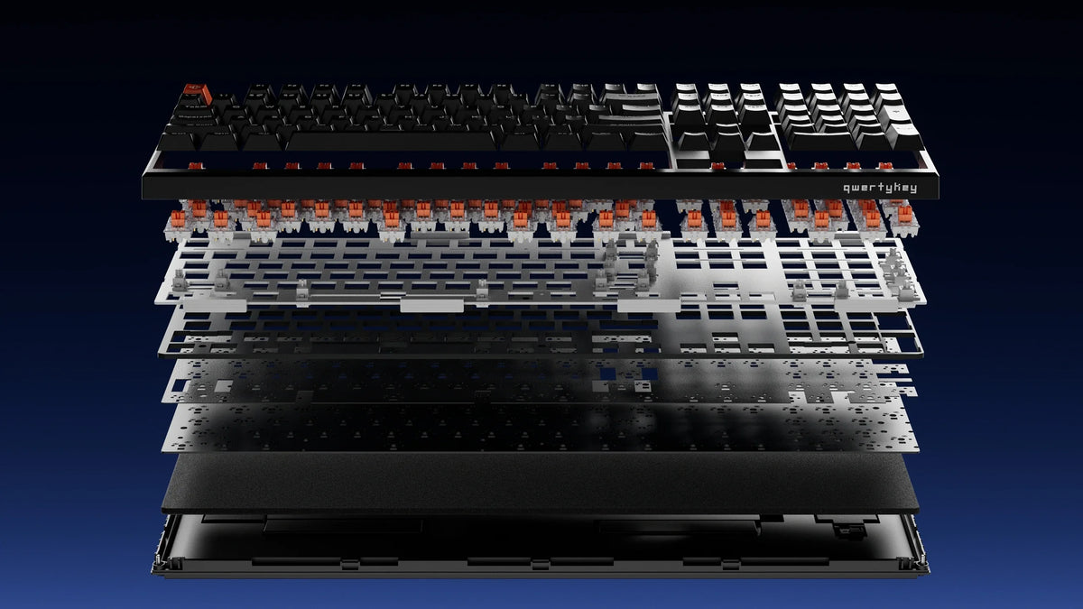QwertyKey H100 Pro V2 fekete – vezeték nélküli mechanikus gamer billentyűzet, hot-swap, gasket, Full RGB